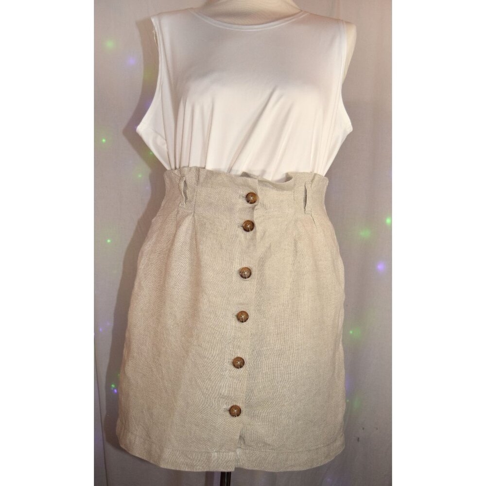 H&M Tan Linen Mini Skirt size 6